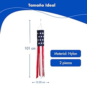 Homarden 40 Inch American Flag Windsock (Set of 2) - Halloween Decoration Outdoor Hanging 4th of July - Premium Materials - Fade Resistant Patriotic Decorations - Halloween Yard Decor Wind Sock Homarden 40 Inch American Flag Windsock Set of 2 Halloween Decoration Outdoor Hanging 4th of July Premium Materials Fade Resistant Patriotic Decorations Halloween Yard Decor Wind Sock