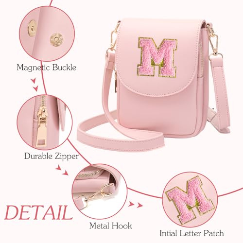 Image of Viverte Crossbody Purse for Teen Girls Small Initial Cell Phone Toddler Purse Leather Triple Compartment Crossbody Bags