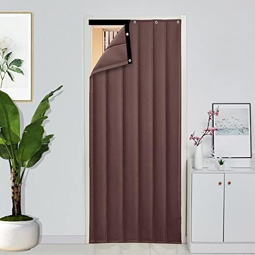 Soundproof Thermal Insulated Door Curtain,Winter Thicken Cotton Doorway Windproof Cold Protection Blanket,Blackout Patio Screen Panel,Waterproof Oxford Cloth,for Bedroom Partition,Living Room