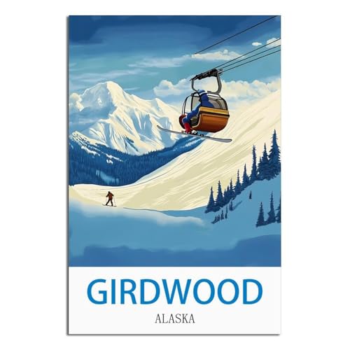 Affiche de voyage vintage Alaska grand format poster rétro 60x90