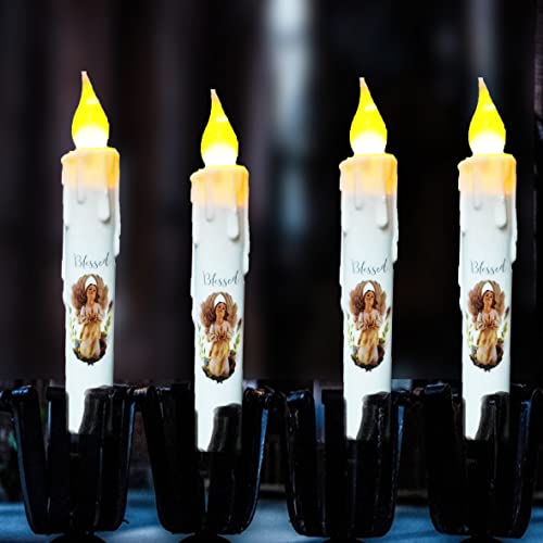 Timer-Flameless-Taper-Candles-675-Inch-Set-of-4-Timer-Battery-Taper-CandlesAngel-Blessed-Decor-White-CandlePrimitive-Wedding-Kitchen-Bedroom-Dining-Christmas-Window-Church-Valentine Timer Flameless Taper Candles 675 Inch Set of 4 Timer Battery Taper CandlesAngel Blessed Decor White CandlePrimitive Wedding Kitchen Bedroom Dining Christmas Window Church Valentine