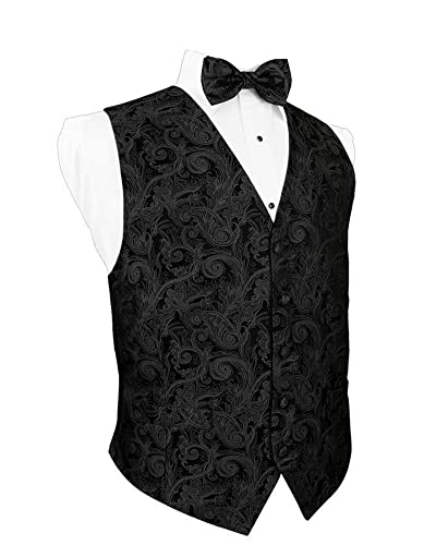 Black Silk Paisley Tuxedo Vest and Bow Tie