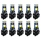 DUSCOKE 10PCS T5 LED Bulb with Twist Lock Socket- 74 37 2721 PC74 PC37 LED Dashboard Instrument Panel Gauge Cluster Indicator Light Bulbs- Bright 3030 SMD 12 Volt Automotive Replacement Bulbs (White)