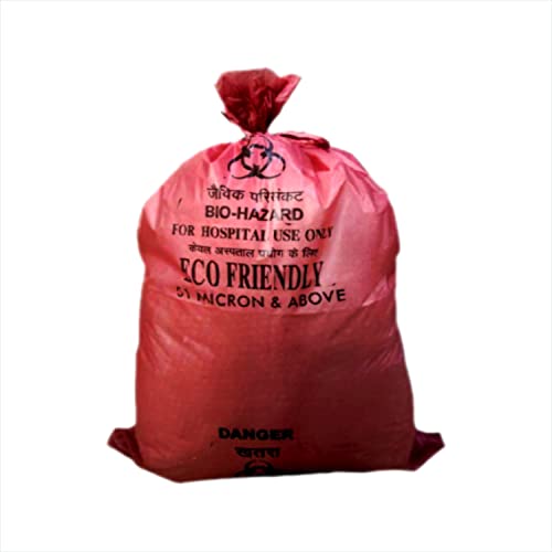 Image of HEAN Bio Hazard Waste Disposal Bags, 20x24 inch, 75 Micron, Bio Medical Garbage Bags (Red - 20)