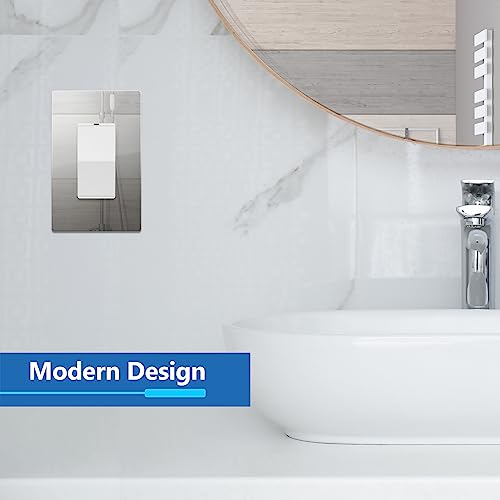 Image of LIDER Decorator Wall Plate, Impact Resistant, Plexiglass, Reflective Finish, Modern Upgrade, Screwless Light Switch /Outlet Cover, Mid-Size 1-Gang 4.88 inch x 3.11 inch, Acrylic, Mirror Glass Silver, 1-Pack
