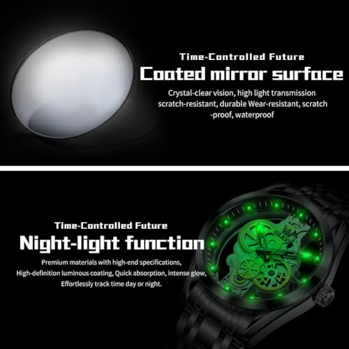 Image of OLEVS Mens Watch Luxury Skeleton Stainless Steel Fashion Wrist Watch Business Dress Analog Date Waterproof Luminous Gift Watch for Male