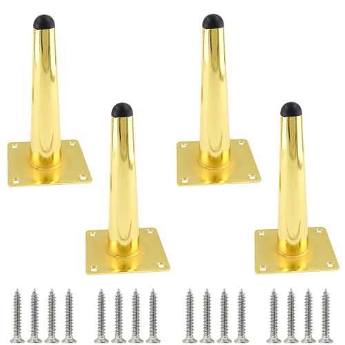 Cjueiom 6 Inch / 15cm Straight Furniture Legs Gold Sofa Set of 4, Mid-Century Couch Heavy Duty Coffee Table Legs