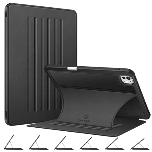 Image of Fintie Magnetic Stand Case for iPad Pro 11-inch (M5) 2025 / (M4) 2024 - Multiple Angles Shockproof Rugged Soft TPU Cover with Pencil Holder, Auto Wake /Sleep, Black