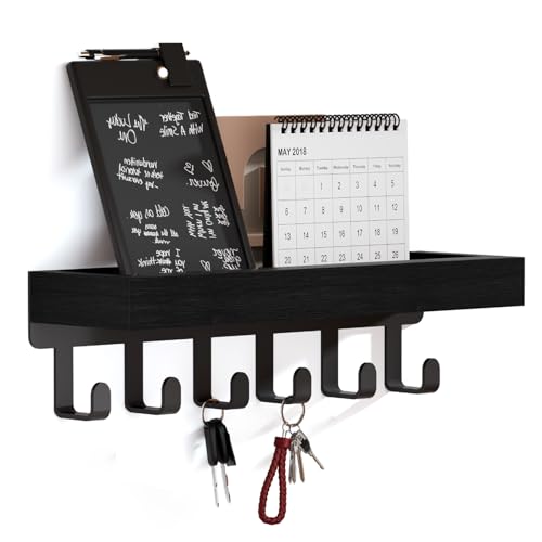 SWTYMIKI Schlüsselbrett mit Holztablett und 6 Haken -...