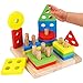 Lewo Wooden Puzzle Toddler Toys Shapes Sorter Preschool Geometric Blocks Stacking Games Kids