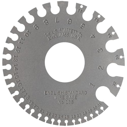 Starrett 281 American Standard Draht Gage, gehärtet, Satin Finish, Zahlen 0–36, 0,8–0 cm Durchmesser Range Durchmesser Range