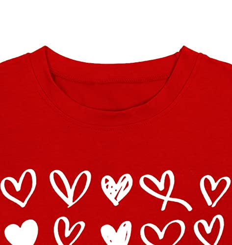 Image of LAZYCHILD Kids Valentine Shirt Girls Valentines Day Shirts Heart Graphic Long Sleeve Striped Tee Tops 5-14 Years