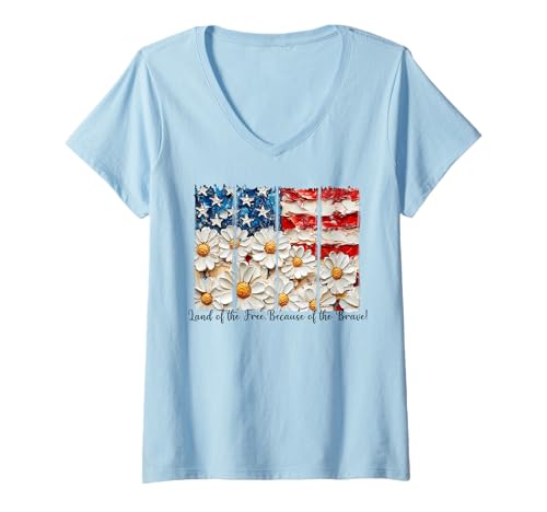 Mujer Bandera Americana Mujeres Semiquincentenario 250 Militar Mamá Esposa Camiseta Cuello V