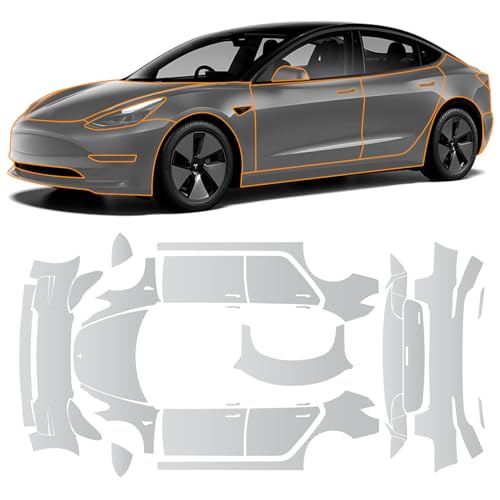 FDAIUN for Tesla Model 3 2020 2021 2022 2023 8.5mil Precut Car Paint Protective Film PPF Gloss Clear Invisible Self Adhesive TPU Rainproof Waterproof HD Film Scratch Protector Exterior Accessories