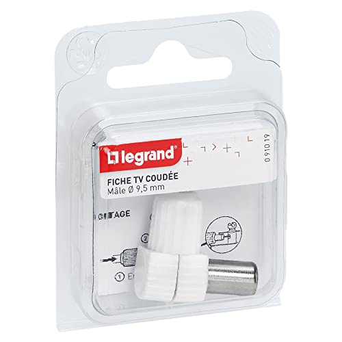 Legrand - Fiche mâle télévision coaxiale - Ø9,52mm - sortie de câble latérale
