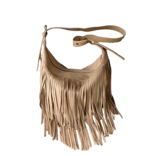 Image of Women Vintage Suede Fringe Hobo Bag Tote Shoulder Bag Crossbody Bag and Hippie Western Cowgirl Purse Shoulder Bag