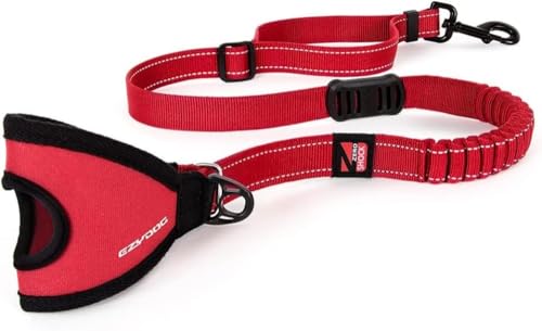 EzyDog Handy 48 Bungee Dog Leash - The Best Hands-Free Running Leash Training Lead with Superior Control and Reflective Stitching - Zero Shock Shock-Absorbing Technology (Adjustable 36” - 48”, Red)