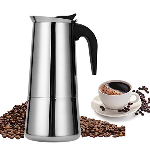 Stovetop - Cafetera de café de acero inoxidable para café, portátil, fácil de operar y limpiar, 300 ml, 6 tazas