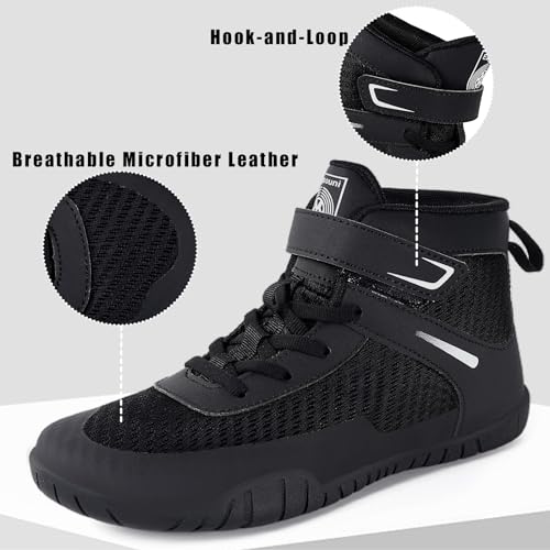 Kids Wrestling Shoes Boys Girls Boxing Shoes Mid Top Sneakers Zero Drop Sole2