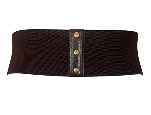 eVogues Plus size Faux Leather Corset Look Elastic Belt Black2