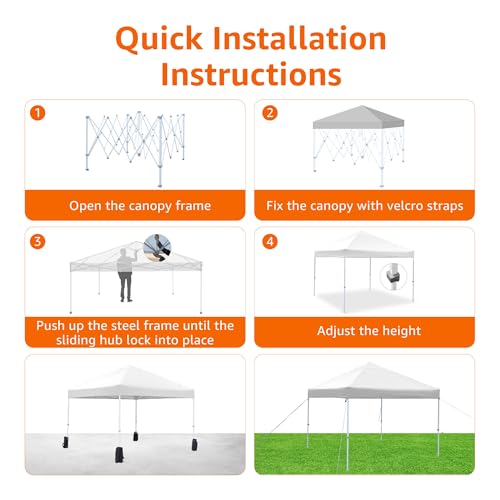 Image of Amazon Basics Outdoor Pop Up 10 x 10 Canopy Tent for Events, Portable with Instant Easy Setup, One-Push, Includes Wheeled Carry Bag, 8 Stakes, 4 Ropes, 4 Weighted Bags, White