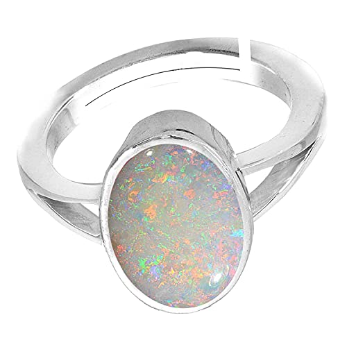 5.50 Carat Natural Certified White Ethopian Opal Astrological Purpose Loose Gemstone Silver Adjustable Ring for Women and Men3