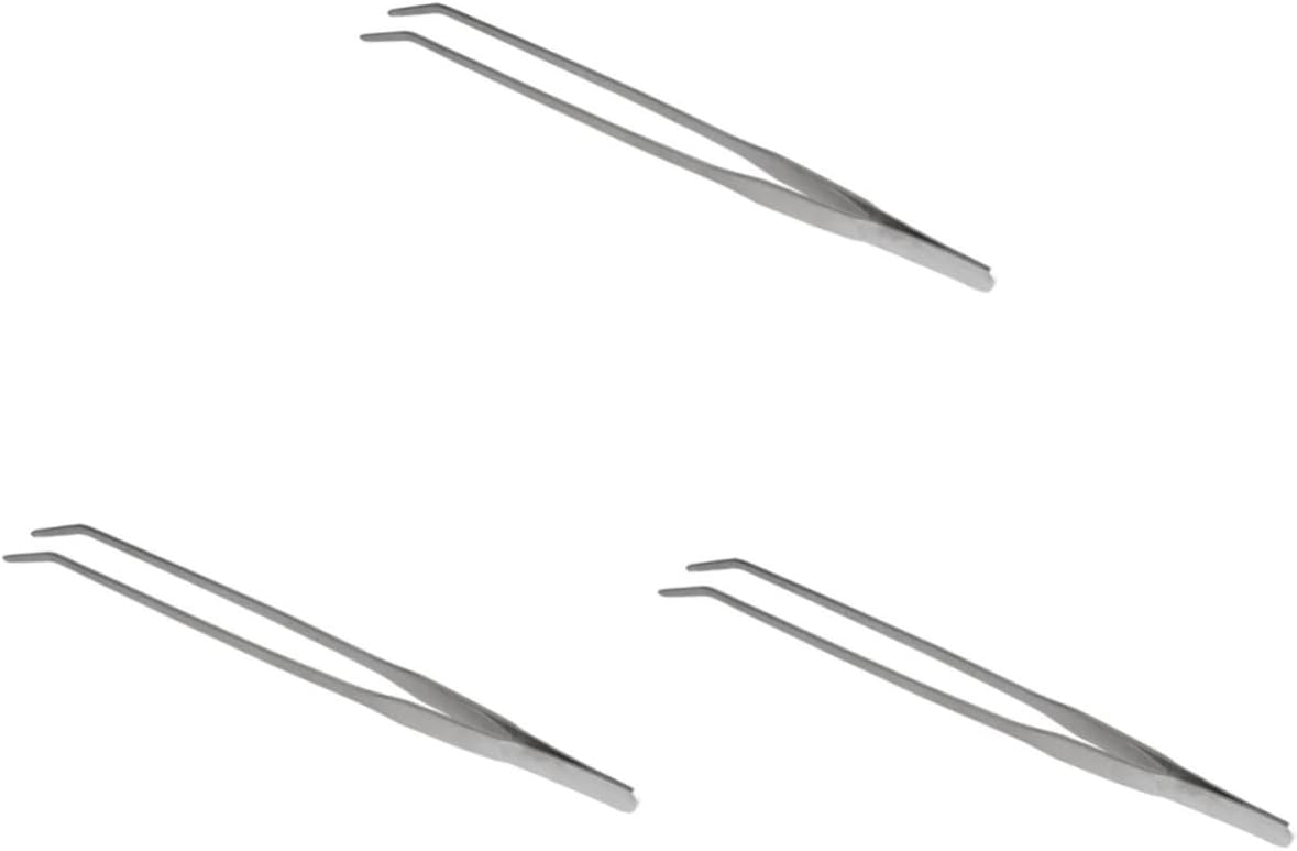 FOMIYES 3pcs Stainless Steel Curved Tip Tweezers for Aquatic Plants Ergonomic Fish Tank Plant Tongs for Easy Trimming and Maintenance of Aquarium Flora