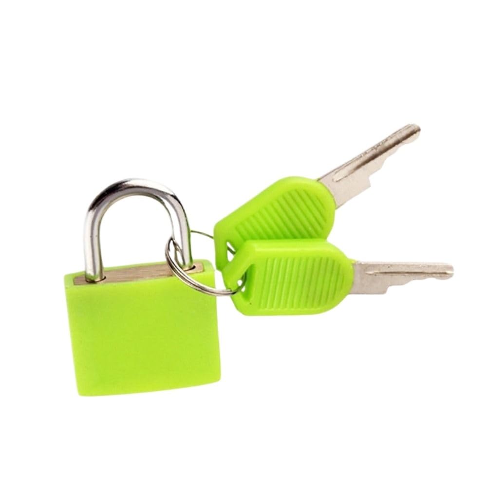 Padlock 2PCS 23 * 30 * 18.5mm Coloured Small Luggage Lock Cabinet Door Bookbag Diary Suitcase Anti-Theft Security Padlock(23mm Green)
