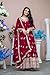 MeeraMe Women's Faux Georgette Embroidered Anakali Kurti Gown with Dupatta and Micro Cotton Bottom (Pink-M)