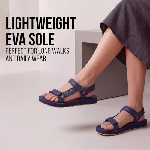 Image of YOHO EVA Sandals for Women | EVA sole | Comfortable cushioned sole with TPR base | Lightweight | Soft skin friendly straps | Adjustable straps | Velcro closure | Vibrant colour options