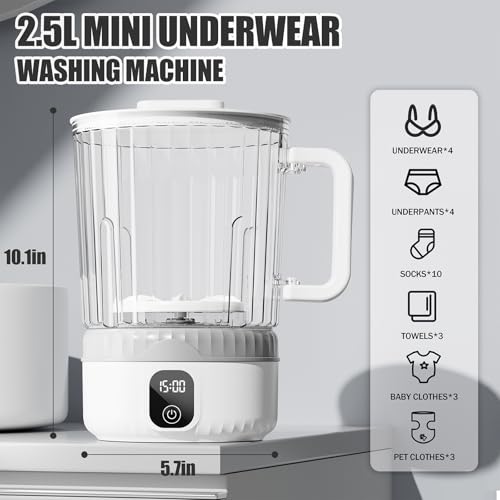 Image of Underwear Washing Machine, Upgrade 2.5L Mini Portable Washing Machine, Mini Washer Deep Cleans Small Clothes for Apartment, Dorm, RV, Travel & Hotel Use (White)