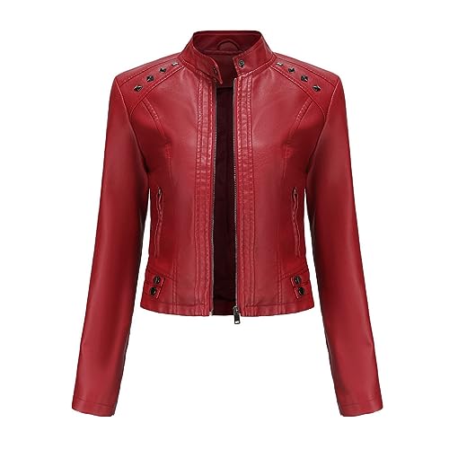 Veste simili cuir col montant femme : finissez-en avec les manteaux informes grâce à sa coupe cintrée