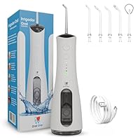 Oral One Irrigador Bucal Portátil – Jato de Água Recarregável 300ml – 5 Bicos – Ideal para Uso Diário e Viagem