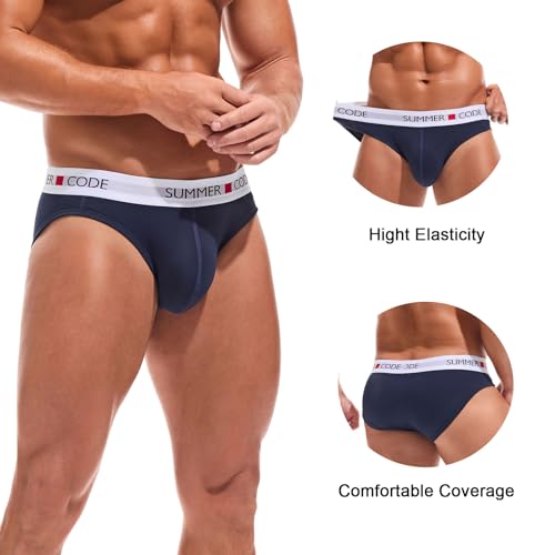 Summer Code Mens Classic Premium Briefs Pack Cotton Bulge Pouch Underwear Breathable Low Rise Underpants for Men2