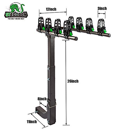 STEGODON 4 Bike Hitch Rack 2'' Hitch Receiver Heavy Duty Bicycle Carrier Racks Hitch Mount Double Foldable Rack for Cars, Trucks, SUV,Hatchback RV,Tow Hitch and Minivans