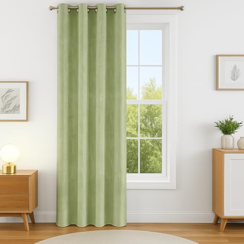 Image of Crosshatch Pastel Green Polyester Window Curtains 6 Feet | Darkening Drapes with Eyelets | Set of 1 Panel for Living Room, Bedroom & Office