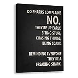 Rusenbao Gym Motivational Workout Wall Art, Home Gym Decor, Do Sharks Complain About Monday, Inspirational Workout Posters for Home Gym Decoration, 11x14 inch