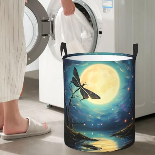 Panier à linge étanche portable avec poignées sac rangement circulaire chambre - 6