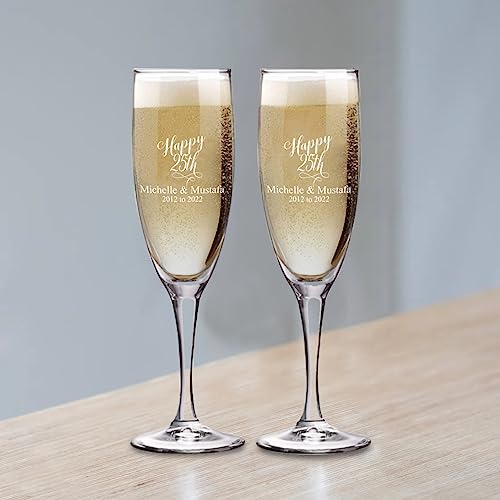 Krezy Case 25Th Anniversary Couple Champagne Glasses With Black Box, Perfect Anniversary Flutes,Bridal Shower Flutes, Wedding Party, Bachelorette Party,Anniversary Flutes #TOP3