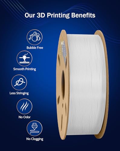 Image of DURAMIC 3D PETG Filament 1.75mm White, 3D Printing Filament 1kg Spool(2.2lbs), White Filament 1.75mm Dimensional Accuracy + /- 0.05 mm Non-Tangling Non-Clogging Non-Stringing
