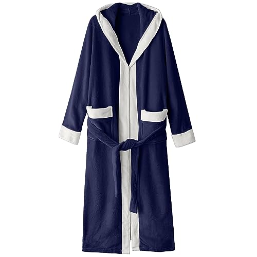 Mens Robe with Hood, Plush Fleece Hooded Mens Bathrobe, Big and Tall Bath Robe for Men Soft Flannel Warmth Sleepwear2