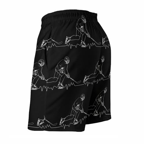 Heartbeat Ice Hockey Men's Swim Trunks Quick Dry Beach Shorts Board Shorts Bathing Suits with Pockets4