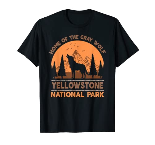 Yellowstone National Park T shirt US Wolf Vintage Hombres Mujeres Camiseta