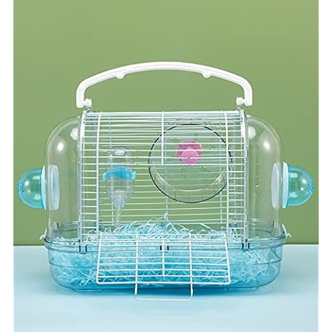 Misyue Hamster Travel Portable Carrier Cage Small Animal Carry Case with Water Bottle&foodbowl&Running Wheel for Dwarf Hamster ,Ferrets,,Hedgehog,Chinchilla (Blue) Cover