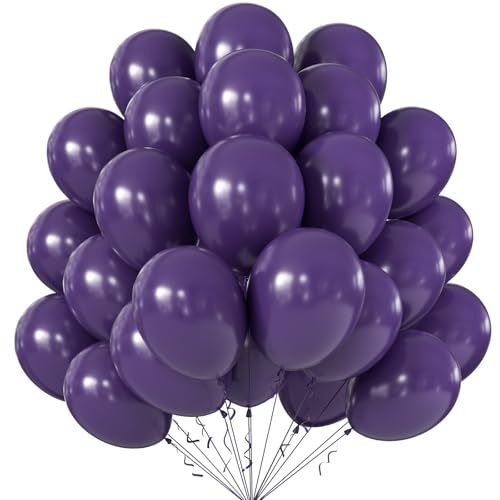 Image of KALOR 10 Inch Retro Purple Balloons, 100 Pcs Latex Helium Balloons for Kid's Birthday Party Baby Shower Wedding Graduation Graduation Party Decorations