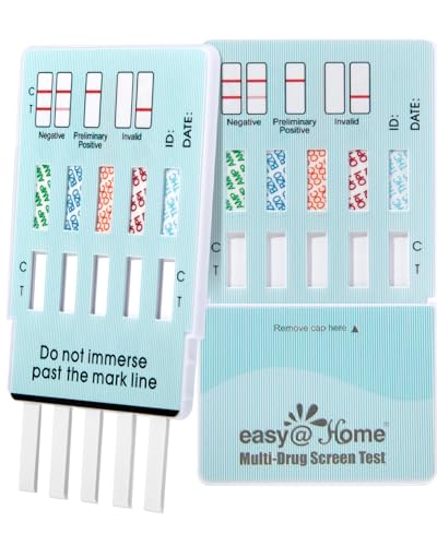 Easy@Home 5 Panel Urine Drug Test Kit [7 Pack] - THC/Marijuana, Cocaine, OPI, AMP, BZO All Drugs Testing Strips in One Kit - Home Use Drug Detox Tests with Results in 5 Mins #EDOAP-754
