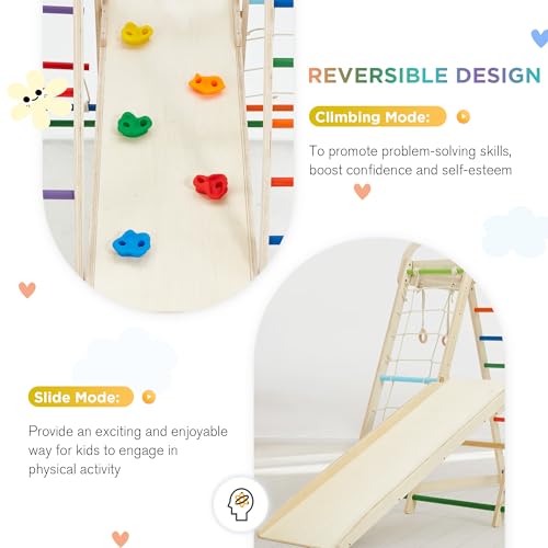 Image of 9 in 1 Indoor Jungle Gym, Indoor Playground Climber Playset, Climbing Toys for Kids with Swing, Slide, Rope Ladder and Climbing Rocks, Indoor Playset for Boys and Girls, Colorful