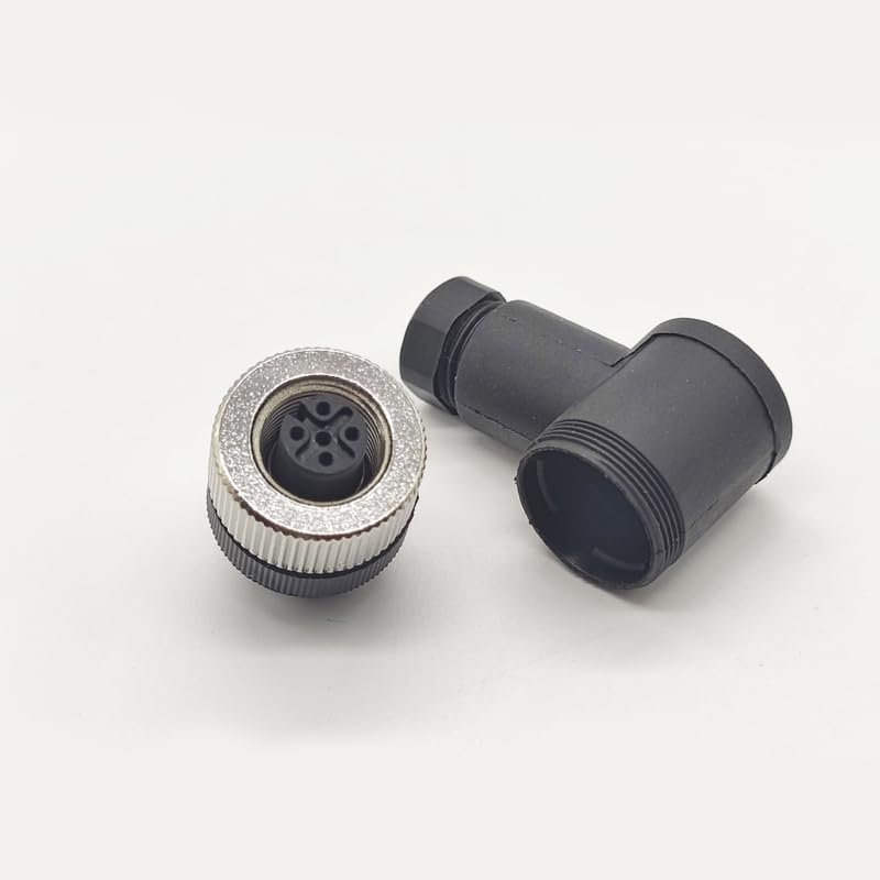 10Pcs M12 4 Pin Female Connector,Right Angle Field Assembly Wireable Adapter 12mm A Code Industrial Circular Connector IP67 Waterproof Sensor for PG7 Cable Unshiled 250V 4A AC/DC for Electric Bicycles