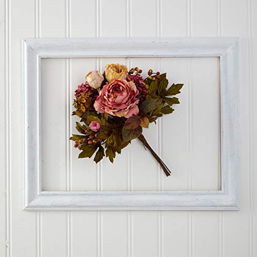 Nearly Natural 17In. Peony Artificial Flower Bouquet (Set Of 2) #TOP25