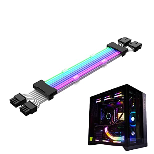 Câbles d'alimentation RVB Câble d'alimentation Compatible avec Double Lumière LED Composants Internes PC pour Connecteur De Carte Mère Alimentation Haute Puissance